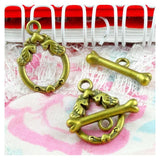 40 Sets Antique Bronze Birds OT Clasps Charms for DIY Jewelry