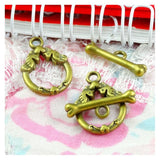 40 Sets Antique Bronze Birds OT Clasps Charms for DIY Jewelry