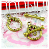 40 Sets Antique Bronze Birds OT Clasps Charms for DIY Jewelry