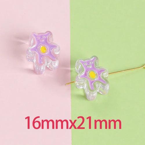Hand-painted Bow Flower Drip Oil Acrylic Phone Chain DIY Beads