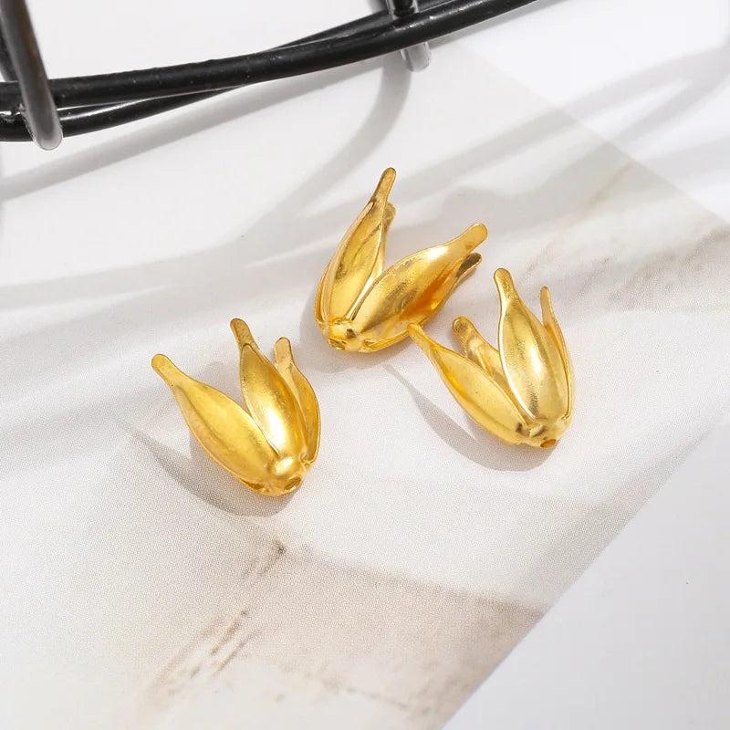 100 PCS 13mm Metal Flower Bead Caps Jewelry Making DIY