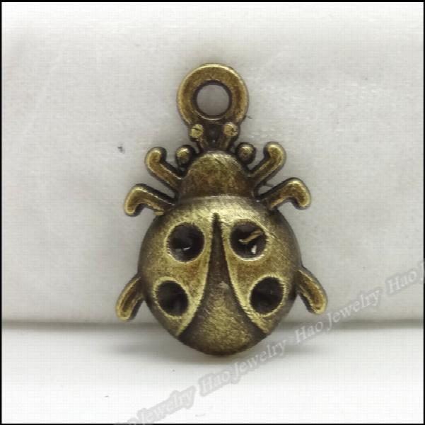 70 Vintage Ladybug Charms Pendant Antique Bronze for Bracelets Necklace DIY