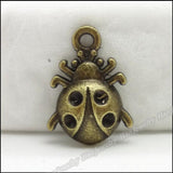 70 Vintage Ladybug Charms Pendant Antique Bronze for Bracelets Necklace DIY
