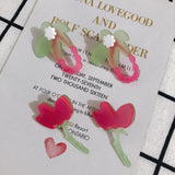 Acrylic Stitching Flower Earrings Set