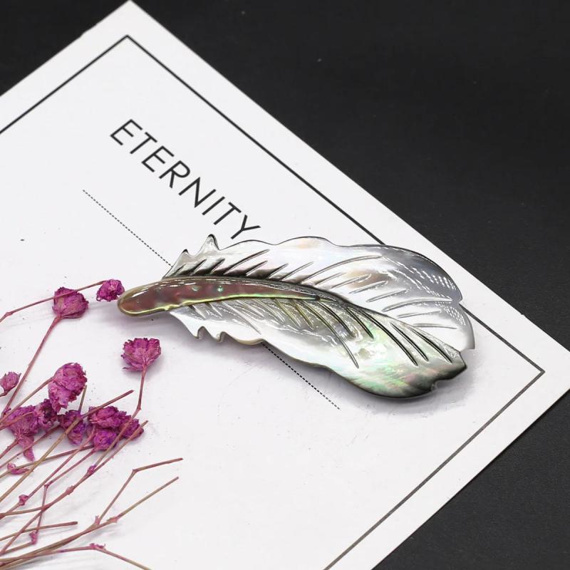 Abalone Shell Feather Brooch Pin for Women