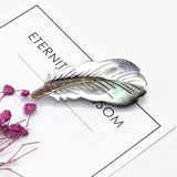 Abalone Shell Feather Brooch Pin for Women