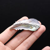 Abalone Shell Feather Brooch Pin for Women