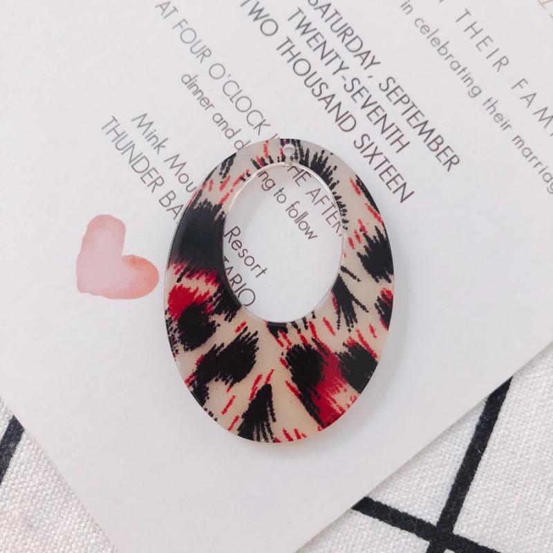 DIY Leopard Oval Resin Pendant Earrings Accessories