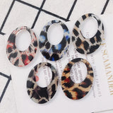 DIY Leopard Oval Resin Pendant Earrings Accessories