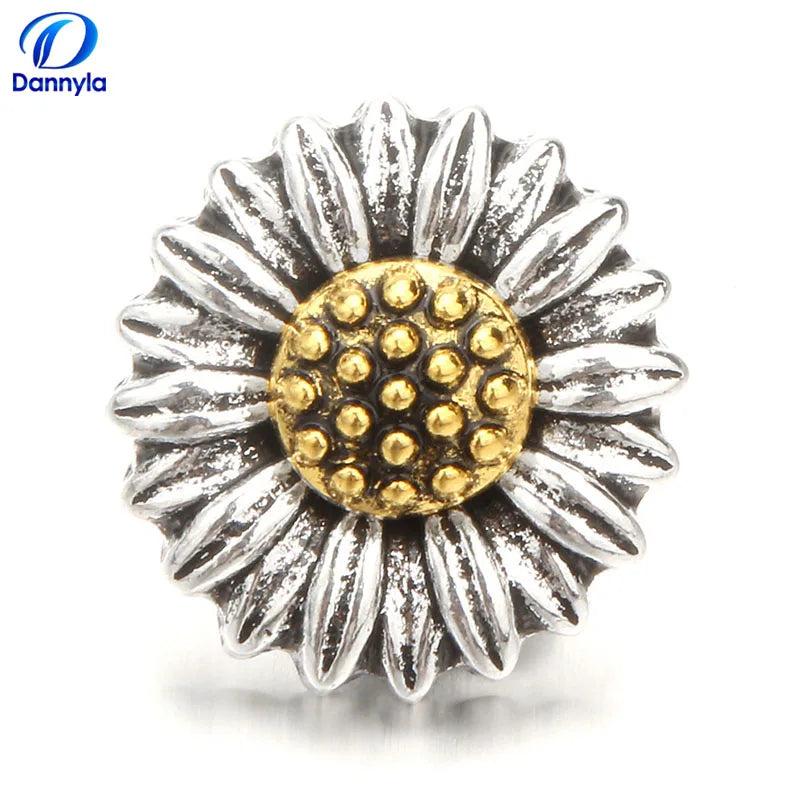 Colorful Mix Flower 18mm Snap On Charms With Rhinestones