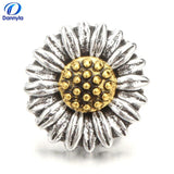 Colorful Mix Flower 18mm Snap On Charms With Rhinestones
