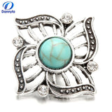Colorful Mix Flower 18mm Snap On Charms With Rhinestones