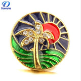 Colorful Mix Flower 18mm Snap On Charms With Rhinestones