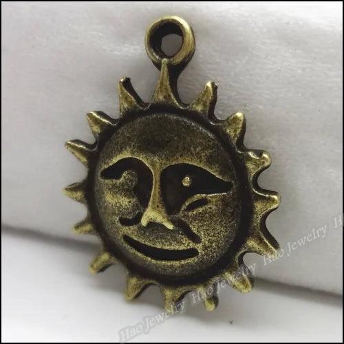 50pcs Sun Charms Pendant Antique Bronze for DIY Metal Jewelry
