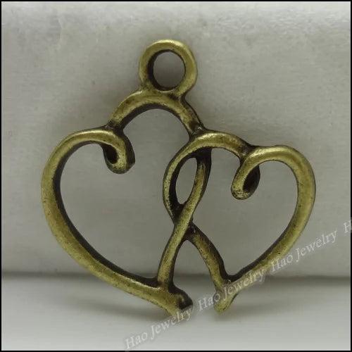 100pcs Vintage Heart Pendant Bronze Jewelry Making