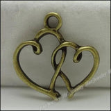 100pcs Vintage Heart Pendant Bronze Jewelry Making