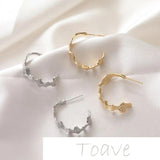 14K Wavy Stripes Silver Needle Earrings