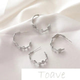 14K Wavy Stripes Silver Needle Earrings