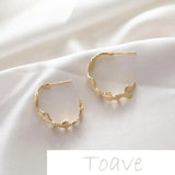 14K Wavy Stripes Silver Needle Earrings