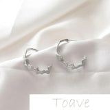 14K Wavy Stripes Silver Needle Earrings