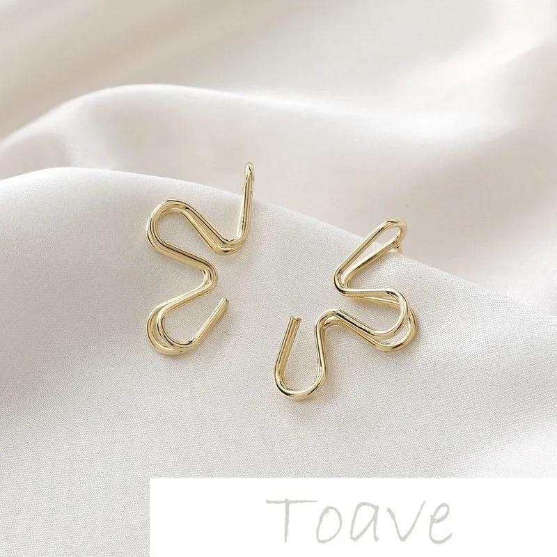 Spring 14K Gold-Clad Double-Layer Half Petal Silver Earrings