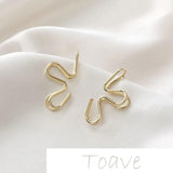 Spring 14K Gold-Clad Double-Layer Half Petal Silver Earrings