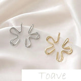Spring 14K Gold-Clad Double-Layer Half Petal Silver Earrings