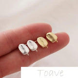 Irregular 14K Bag with Coffee Bean Stud Earrings