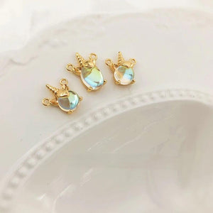 18K Magic Unicorn Necklace Double Ring Chain Jewelry
