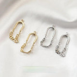 14K Gold-Covered Oval Chain DIY Earrings Hand-Made Material 2PCS