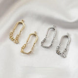 14K Gold-Covered Oval Chain DIY Earrings Hand-Made Material 2PCS