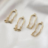 14K Gold-Covered Oval Chain DIY Earrings Hand-Made Material 2PCS