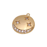 Copper Plated Moon Pendant with Zircon - DIY Jewelry Accessories