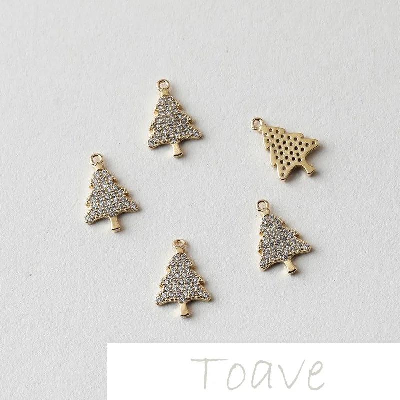 Gold-Plated Copper Zircon Christmas Tree Reindeer DIY Material