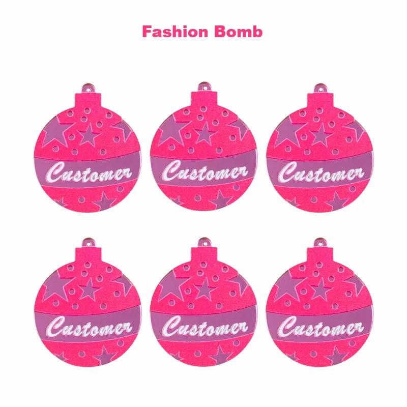 (10pcs/pack) Custom Christmas Pink Ball Mirror Pendants For DIY Jewelry