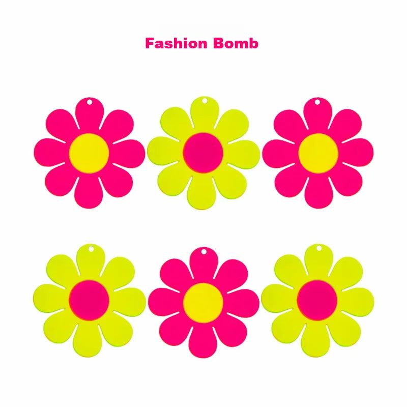 (10pcs/bag) Red Yellow Acrylic Tropical Style Pendants DIY Earrings Necklace