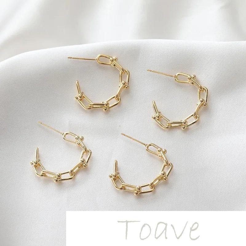 C-Shaped Chain Silver Needle Earrings DIY Girl Earrings