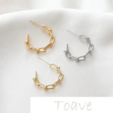 C-Shaped Chain Silver Needle Earrings DIY Girl Earrings