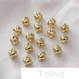 14K Gold-Plated Copper Square Grid Beads DIY Material Accessories