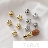 14K Gold-Plated Copper Square Grid Beads DIY Material Accessories