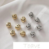 14K Gold-Plated Copper Square Grid Beads DIY Material Accessories