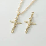 14K Electroplating Cross Rose Necklace Pendant DIY Beaded Hand-made Material