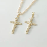 14K Electroplating Cross Rose Necklace Pendant DIY Beaded Hand-made Material