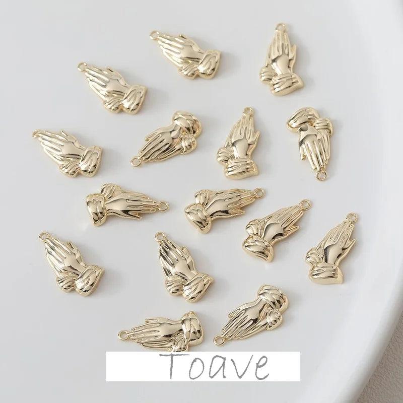 14K Plating Praying Hand Pendant DIY Accessories