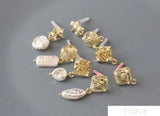 4pcs Geometric Pearl Ear Stud DIY Material Accessories
