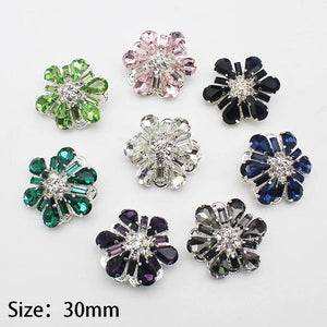 3pcs 30mm Colored Crystal Glass Rhinestones Buttons DIY Dress Decor