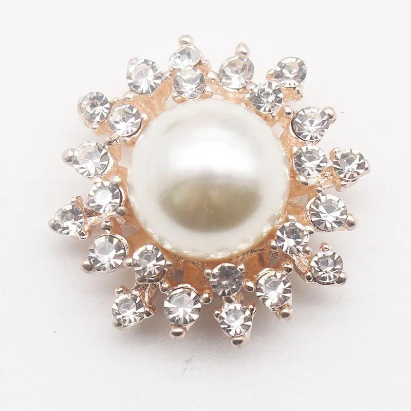 10Pcs/Batch 27MM Pearl Rhinestone Craft Alloy Metal Accessories