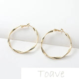 Gold Twisted Wire Wave Twist Earring Ring Jewelry Accessories