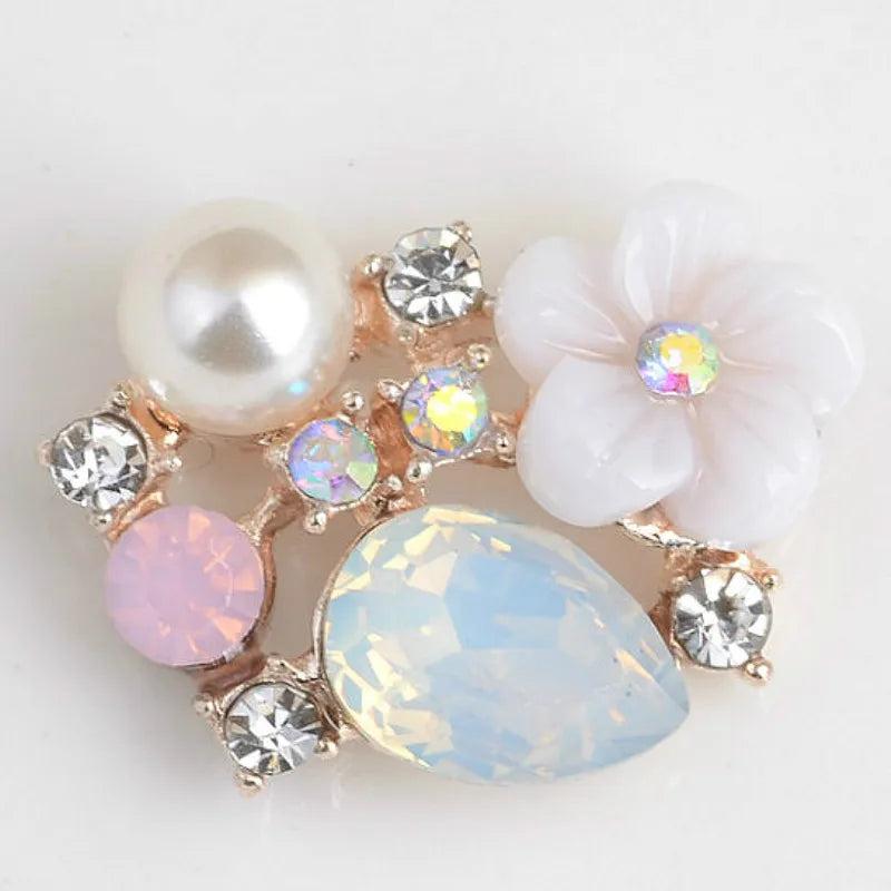 10PCS Flower Rhinestone Buttons Wedding Vintage Apparel Sewing DIY Craft