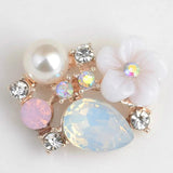 10PCS Flower Rhinestone Buttons Wedding Vintage Apparel Sewing DIY Craft